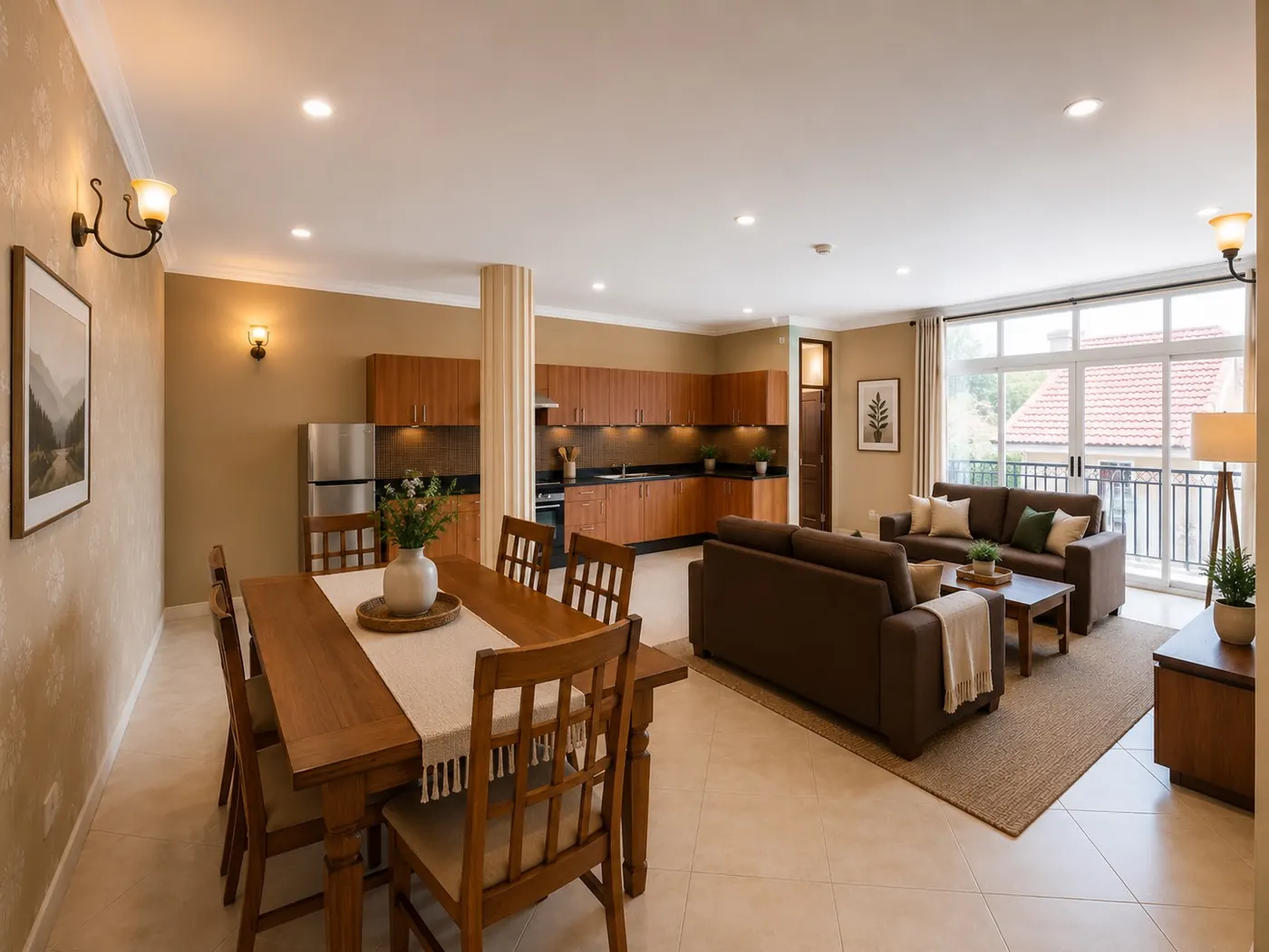 Open-plan kitchen, dining and living space